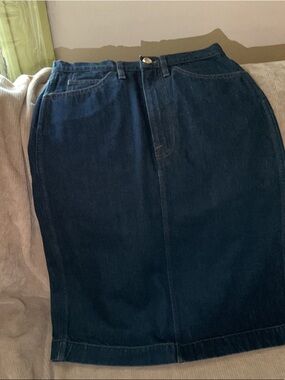 Frame Le Italien Denim Dark Blue Midi Denim Skirt